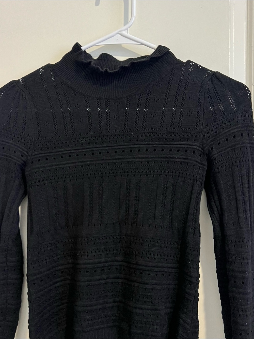 Free People Black Pointelle High-Neck Long-Sleeve Bodysuit - Picture 8 of 10